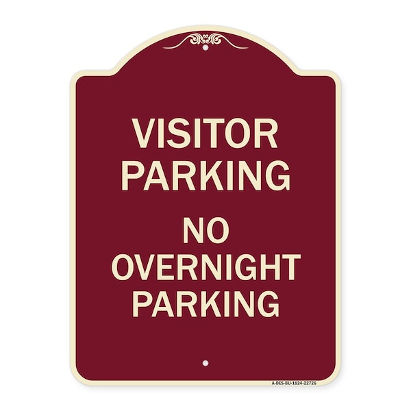 Signmission Visitor Parking Visitor Parking No Overnight Parking Heavy-Gauge Alum Sign, 24" x 18", BU-1824-22726 A-DES-BU-1824-22726 - main